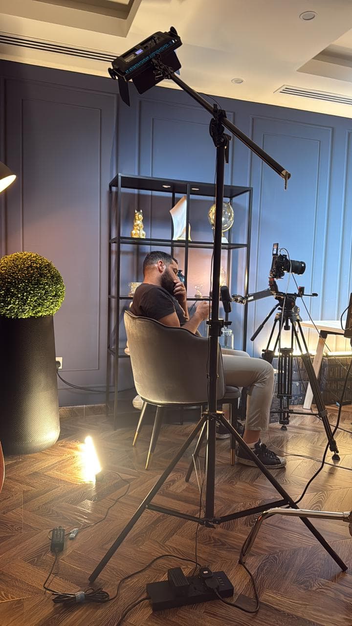 larq. podcast studio set during a production shoot